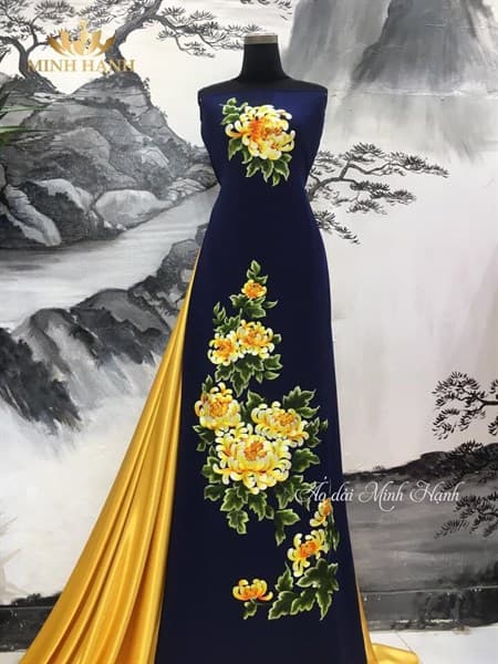 Áo xanh tím thêu tay
